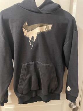 Nike Black Hoodie with Dripping Swoosh Graphic